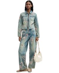 Desigual - Giacca Di Jeans Ricamata - Lyst