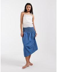 ONLY - Geplooide Midirok Van Chambray - Lyst