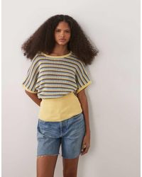 ASOS - Knitted Cotton Blend Cinch Hem Top - Lyst