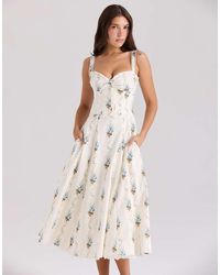 House Of Cb - Rosalee Cotton Corset Midi Dress - Lyst