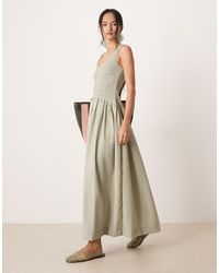 ASOS - Crinkle Scoop Neck Maxi Sundress With Shirred Waist - Lyst
