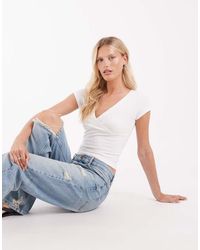 Hollister - V Neck Wrap Front Top - Lyst