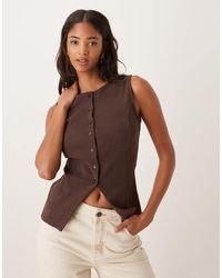 ASOS - Longline Cinched Rib Button Through Top - Lyst