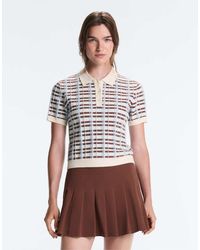 Oysho - Short-sleeved Check Knit Polo Shirt - Lyst