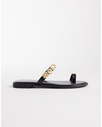 Glamorous - Flat Sandals With Gold Shells - Lyst