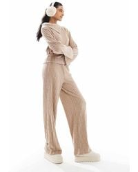 Vero Moda - Broek Van Co-Ord Set Van Geribbelde Jersey Met Wijde Pijpen - Lyst