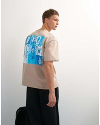 TOPMAN - X Jing Relaxed T-Shirt Met Mozaïekprint Voor- En Achterzijde En Borduursel - Lyst