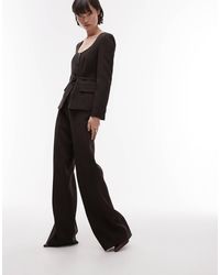 Mango - Pantalon large d'ensemble à taille élastique - chocolat - Lyst