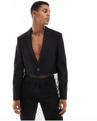 ASOS - Skinny Cropped Suit Jacket With Mesh Overlay - Lyst