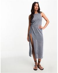 Pull&Bear - Sleeveless Maxi Dress With Split Detail - Lyst