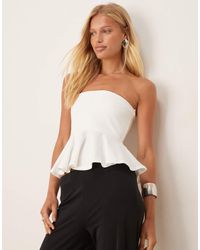 Mango - Peplum Bandeautop Met Structuur - Lyst