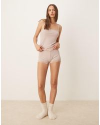 ASOS - Mix & Match Rib And Lace Knicker Pyjama Short - Lyst