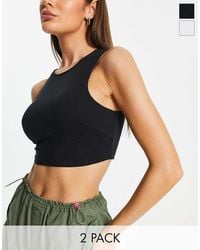 ASOS - 2 Pack High Neck Super Crop Vest - Lyst