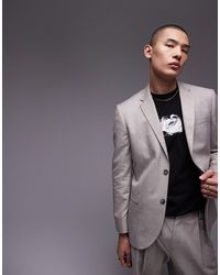 TOPMAN - Slim Linen Blend Suit Jacket - Lyst