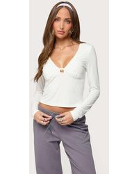 Edikted - Lovisa V Neck Long Sleeve Top - Lyst