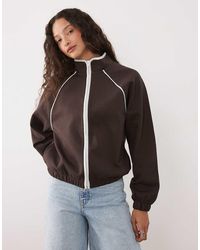 ASOS - Jack Van Interlock Met Opstaande Boord, Rits En Contrasterende Biezen - Lyst