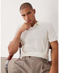 ASOS - Short Sleeve Knitted Pure Merino Wool Notch Neck Polo - Lyst