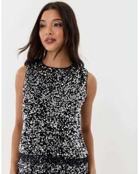 Threadbare - Sequin Shell Top With Lace Trim - Lyst