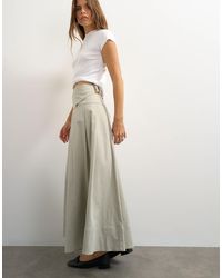 TOPSHOP - Twill Pleated Midi Skirt With Belt Detail - Lyst