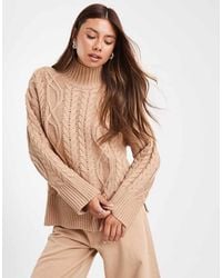 Brave Soul - Chunky Cable Knit High Neck Jumper - Lyst