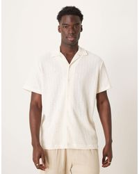SELECTED - Chemise texturée avec col à revers - crème - Lyst