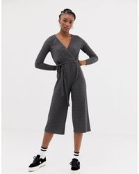 new look wrap jumpsuit in silver glitter