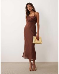 ASOS - Strappy Cami Cowl Neck Panelled Bias Midi Dress - Lyst