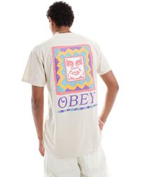 Obey - T-shirt imprimé au dos - taupe teinté sur pièce - Lyst