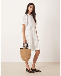 Jdy - Tiered Broderie Mini Dress - Lyst