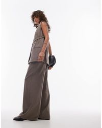 TOPSHOP - Co Ord Pleated Waistband Wide Leg Tailored Trouser - Lyst