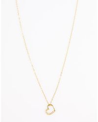 Lovisa - Ketting Van Verguld Sterling Zilver Met Open Hart-Hangertje Met Zirkonia Steentjes - Lyst