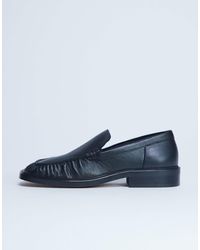 TOPSHOP - Premium Clover Real Leather Loafers With Ruched Detail - Lyst