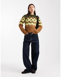 ASOS - Maglione Spazzolato Fair Isle Con Spalle Pronunciate - Lyst