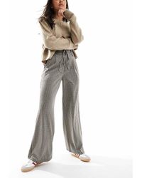 ASOS - Pantalones De Pernera Ancha Con Estampado De Pata De Gallo Reducido Y Cinturón Anudado De - Lyst
