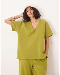 ASOS - Oversized T-Shirt Met V-Hals En Interlock-Naden - Lyst