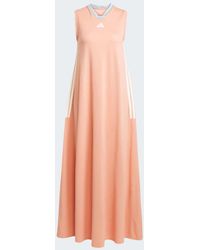 adidas - Vestido Rosa Rubor Y Blanco De Manga Larga Con 3 Rayas De Malla Suave Tiro Cut De - Lyst