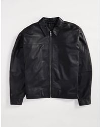 ASOS - – hochwertige harrington-jacke aus echtem leder - Lyst