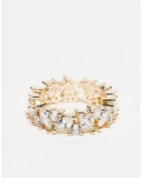 ASOS - Brede Ring Met Doorzichtige Zirkonia Steentjes - Lyst