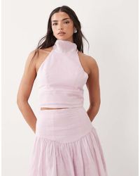 Bardot - Harlow Cotton High Halter Neck Crop Top - Lyst