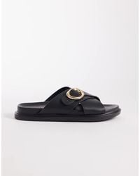 London Rebel - Raya Flat Sandals With Buckle Detail - Lyst