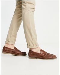 Truffle Collection - Faux Leather Woven Penny Saddle Loafers - Lyst