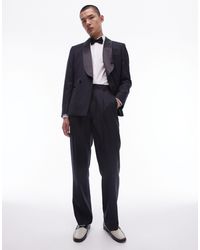 TOPMAN - Premium Straight High Waisted Wool Rich Tux Suit Trousers - Lyst