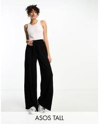 ASOS - Asos Design Tall Tie Belt Wide Leg Trouser - Lyst