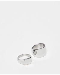 Reclaimed (vintage) - – set mit schmalen unisex-ringen aus edelstahl im schlichtem, minimalistischem design - Lyst