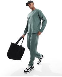 New Look - Joggers Caquis De Pernera Recta De Punto Gofrado De (Parte De Un Conjunto) - Lyst