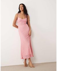 Bardot - Mariko Exclusive Halter Neck Floral Mesh Midi Dress - Lyst