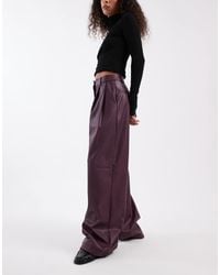 Miss Selfridge - Faux Leather Wide Leg Pants - Lyst