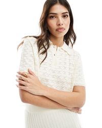 ASOS - Knitted Polo Top With Stitch Detail - Lyst