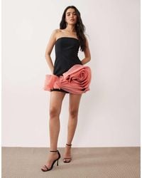 ASOS - Bandeau Mini Dress With Corsage Detail - Lyst