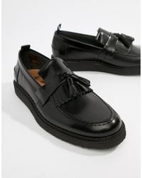 Fred Perry George Cox Tassle Leather Loafers - Black
